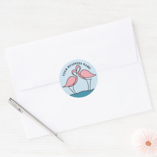 Flamingo Your Business Logo Artwork Foto & Name Runder Aufkleber