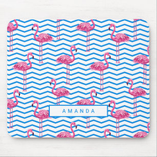 Flamingo Zickzack Muster mit Name Mousepad