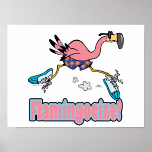 Flamingocize Joggen Flamingo Cartoon Poster
