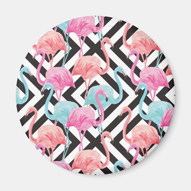 Flamingoes on Bold Design Pattern Magnet (Vorne)