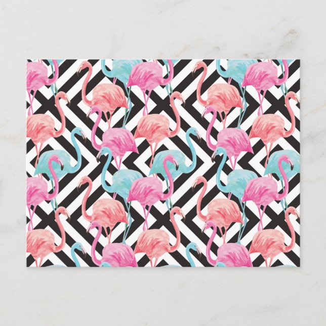 Flamingoes on Bold Design Pattern Postkarte (Vorderseite)