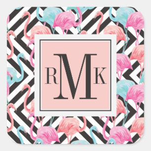 Flamingoes on Bold Design Pattern Quadratischer Aufkleber