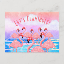 Flamingoes on Parade Postkarte