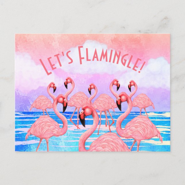 Flamingoes on Parade Postkarte (Vorderseite)