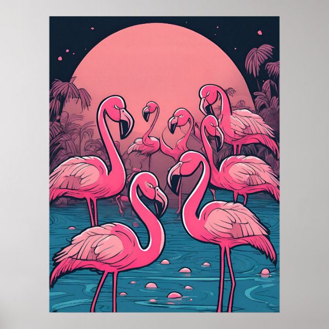 Flamingoes Print Poster (Vorne)