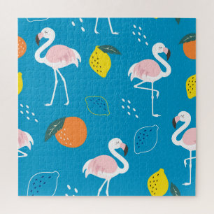 Flamingos, abstrakte tropische Früchte, trendige P