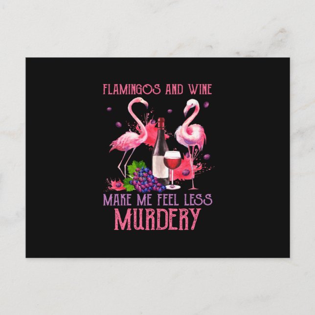 Flamingos And Wine Postkarte (Vorderseite)