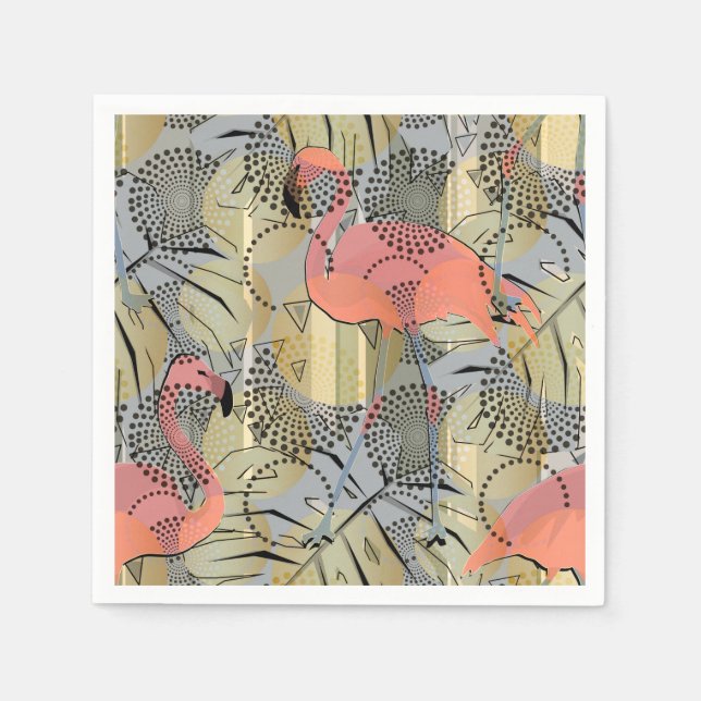 Flamingos auf abstraktem Hintergrund. Serviette (Vorderseite)