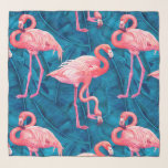 Flamingos auf blauen Bananen-Blätter Schal<br><div class="desc">Handgemalte Flamingo-Vögel,  nahtlos Muster</div>