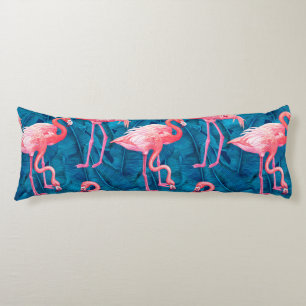 Flamingos auf blauen Bananenblättern Seitenschläferkissen