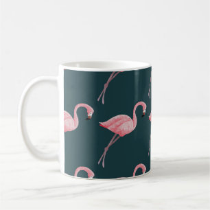 Flamingos auf blauen, Vintagen, nahtlosen Mustern. Kaffeetasse