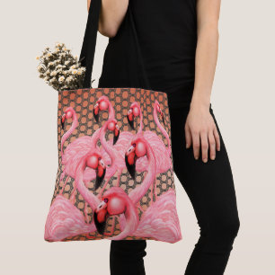 Flamingos auf der Parade mit Polka-Punkten Tasche