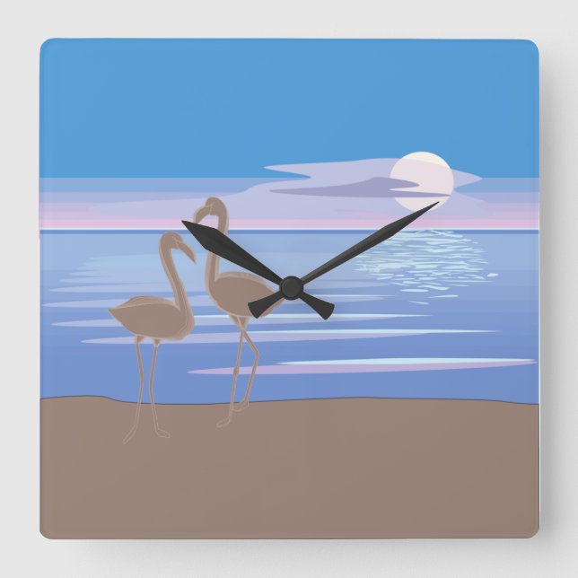 Flamingos auf der Uhr am Beach Square (Vorderseite)