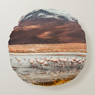 FLAMINGOS AUF EINEM GEWÄSSER RUNDES KISSEN