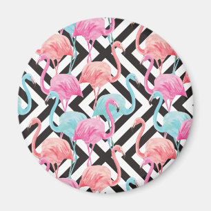 Flamingos auf feinem Design-Muster Magnet