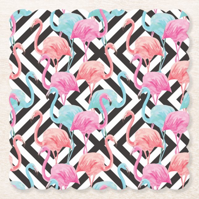 Flamingos auf feinem Design-Muster Untersetzer (Vorderseite)