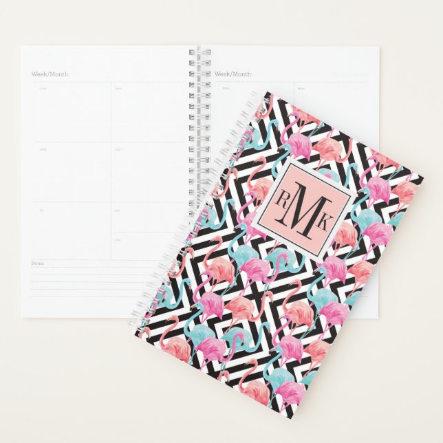 Flamingos auf kühlen Designmustern Planer (Anzeige)