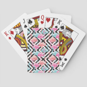 Flamingos auf kühlen Designmustern Spielkarten