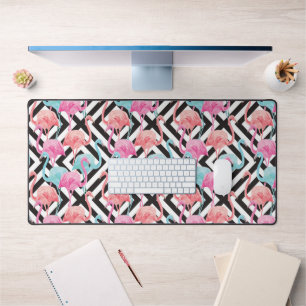 Flamingos auf kühnem Design Muster 2 Schreibtischunterlage