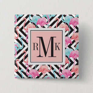 Flamingos auf mutigem Entwurfs-Muster Button