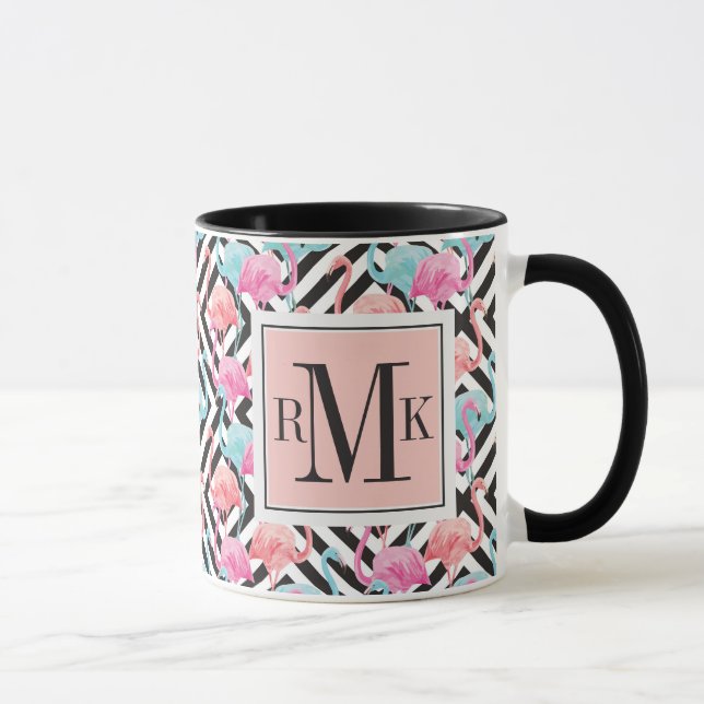 Flamingos auf mutigem Entwurfs-Muster Tasse (Rechts)
