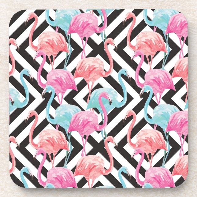 Flamingos auf mutigem Entwurfs-Muster Untersetzer (Vorderseite)