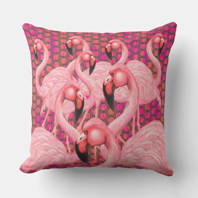 Flamingos auf Parade Kissen (Vorderseite)