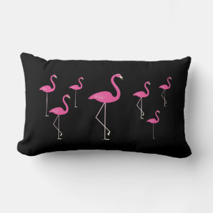Flamingos auf schwarz lendenkissen
