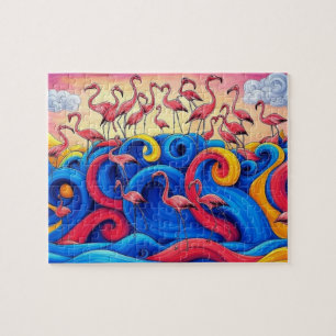 Flamingos auf See, Puzzle, 20x25 cm, 110 Teile