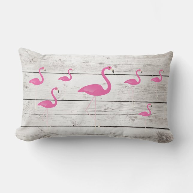 Flamingos auf Strand-Zeichen - Kissen im Freien (Vorderseite)