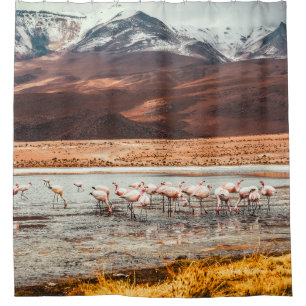 FLAMINGOS AUF WASSERKÖRPER DUSCHVORHANG