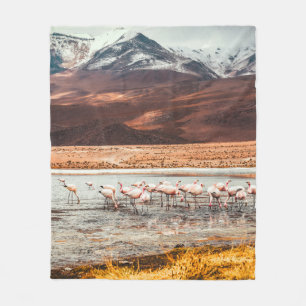 FLAMINGOS AUF WASSERKÖRPER FLEECEDECKE