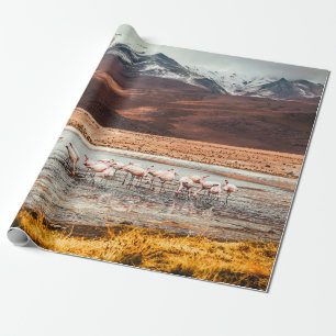 FLAMINGOS AUF WASSERKÖRPER GESCHENKPAPIER