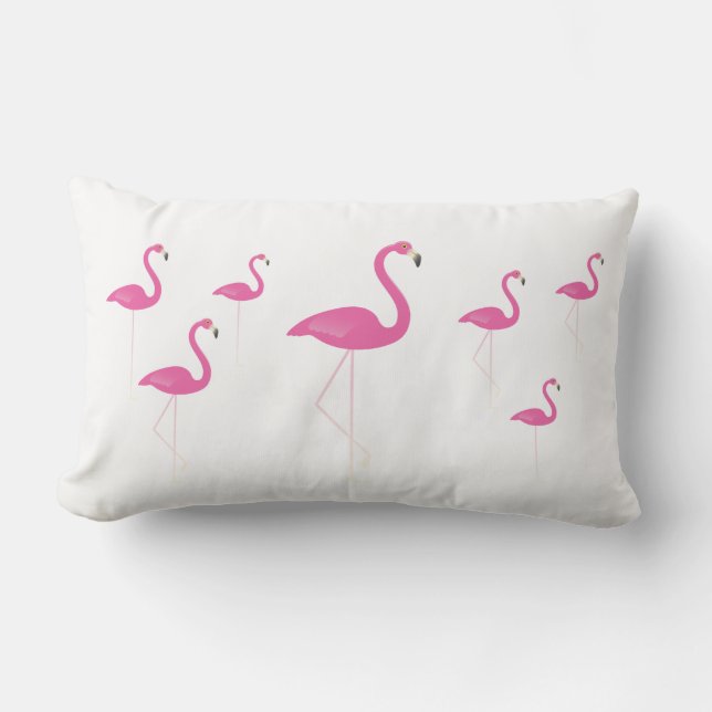 Flamingos auf Weiß - Kissen im Freien Für Draußen (Vorderseite)