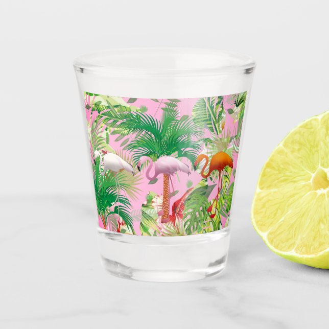Flamingos aus Tropical Scene Shot Glas (Vorderseite)