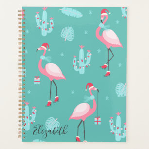Flamingos Chapeau de Père Noël Présente Flocons de