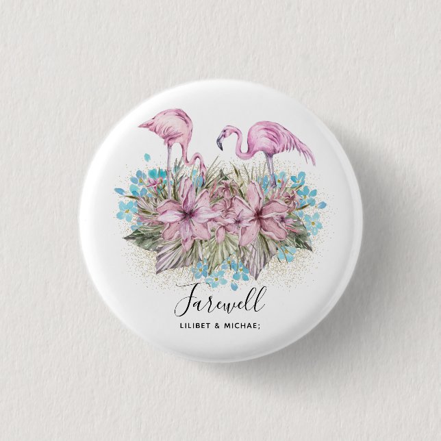 Flamingos Farewell Goodbye Bon Voyage Gift Friends Button (Vorderseite)