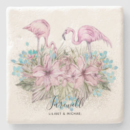 Flamingos Farewell Goodbye Bon Voyage Gift Friends Steinuntersetzer