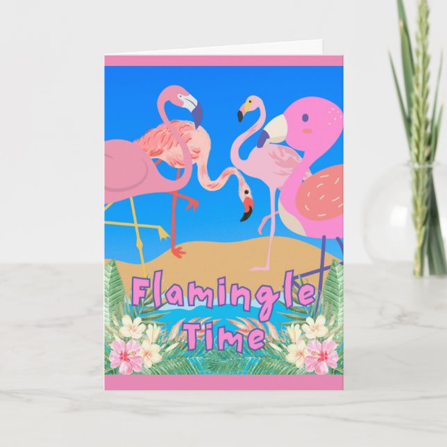 Flamingos Flamingle Time Party Einladung (Vorderseite)