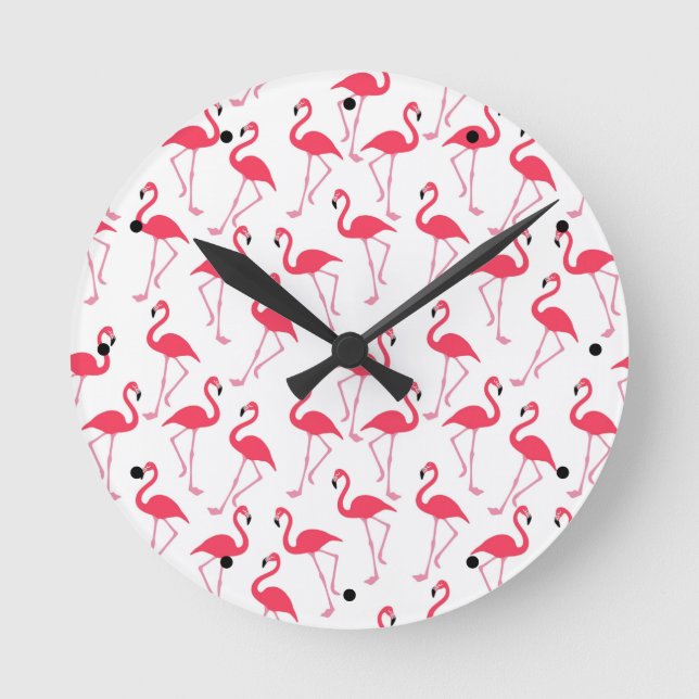 Flamingos Flimingos Runde Wanduhr (Vorderseite)