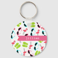 Flamingos & Flip Flops Personalisierter Schlüssela