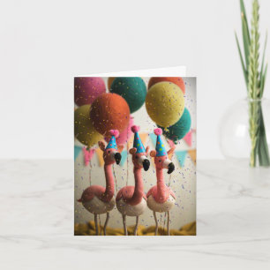 Flamingos-Geburtstagskarte mit Balloons Karte