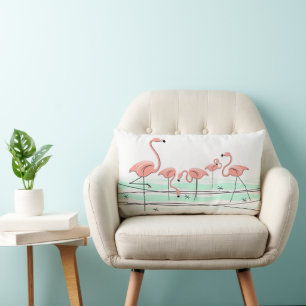 Flamingos-Gruppe grüner Rücken Lendenkissen