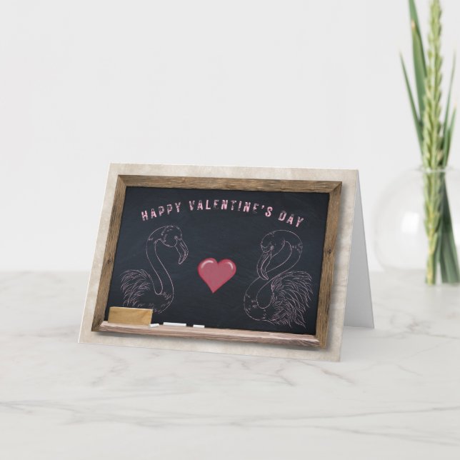 Flamingos & Heart Valentine's Grußkarte Karte (Vorderseite)