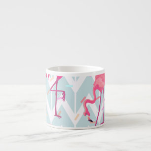 Flamingos Hellgrau: Vintage Tropical. Espressotasse