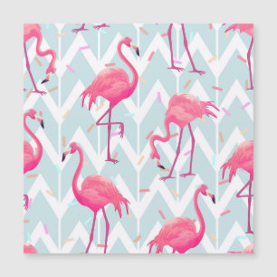 Flamingos Hellgrau: Vintage-Tropisch. Magnetkarte