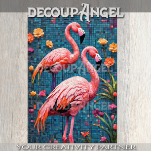 Flamingos im Mosaikstil-Dekoupage Seidenpapier