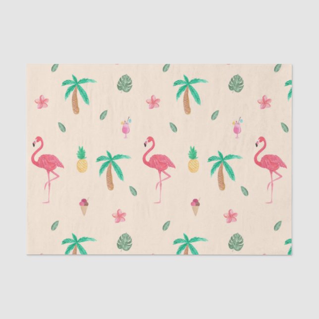 Flamingos im Sommer Seidenpapier (Vorderseite)