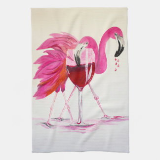 Flamingos im Wein Handtuch