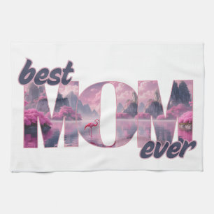 Flamingos in einer Traumwelt - best Mom ever Geschirrtuch